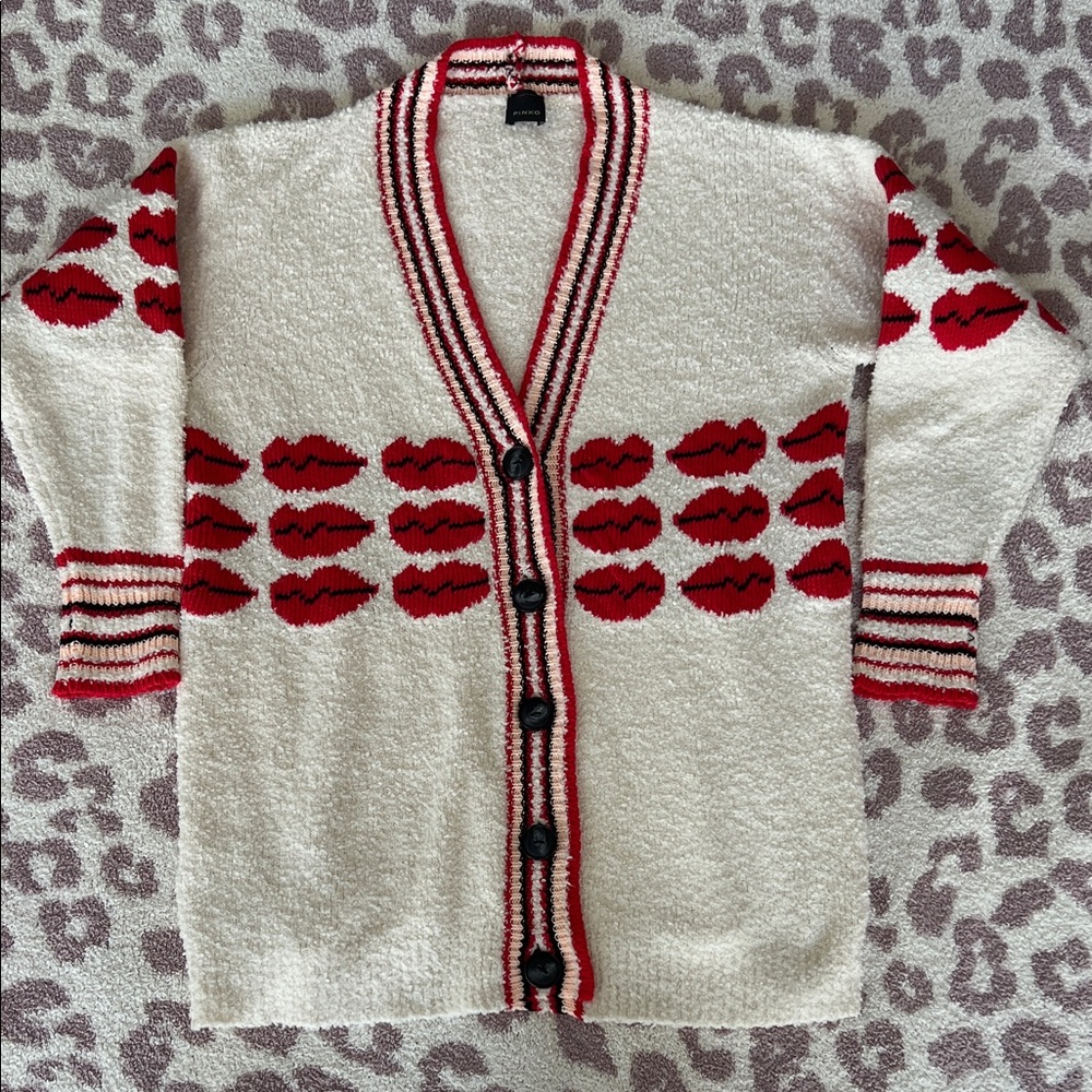 Pinko Cotton Hot Lips Cardigan Sweater
